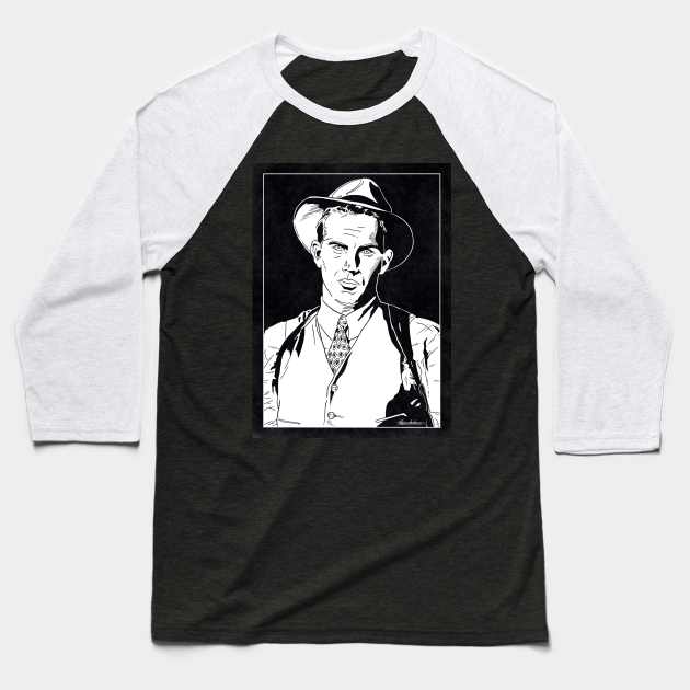 ELIOT NESS - The Untouchables (Black and White) Baseball T-Shirt by Famous Weirdos